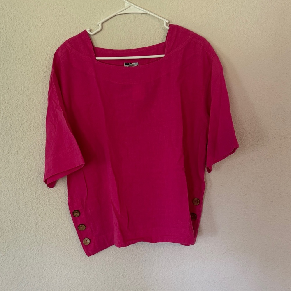 Women's Pink Top with Button Accents